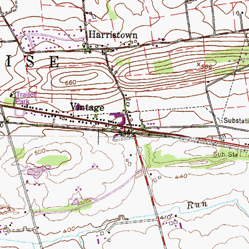 Topographic Map of Vintage Station, PA