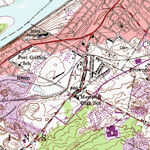 Topographic Map of Pittston Station, PA