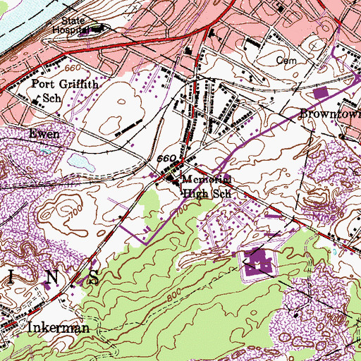 Topographic Map of Sebastopol, PA