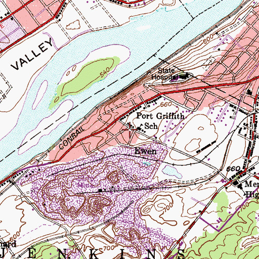 Topographic Map of Port Griffith, PA