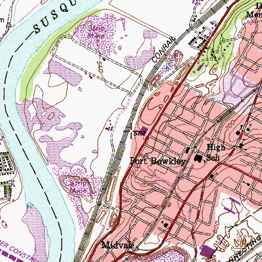 Topographic Map of Port Bowkley Station, PA