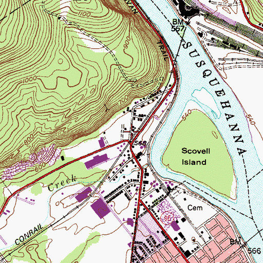 Topographic Map of West Pittston Station, PA