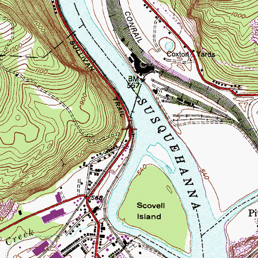 Topographic Map of Forest Castle Station, PA