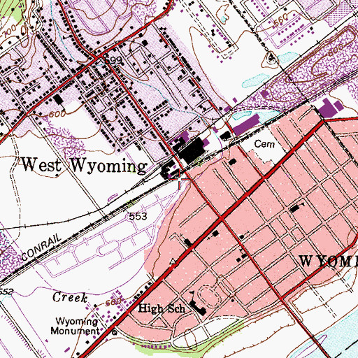 Topographic Map of Wyoming Station, PA