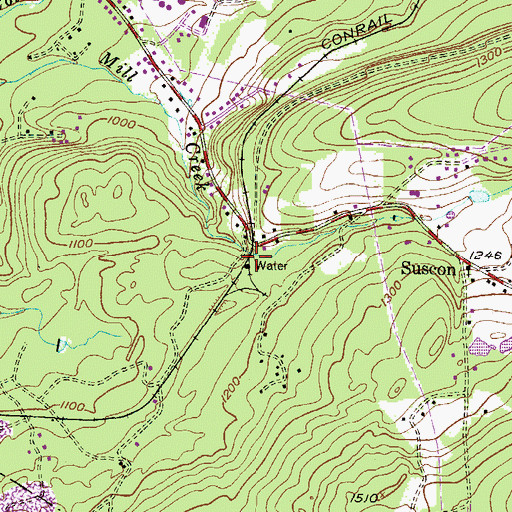 Topographic Map of Suscon Station, PA