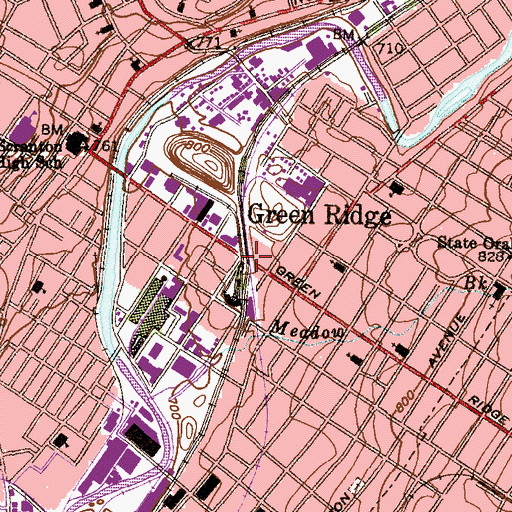Topographic Map of Pump Works Bridge, PA