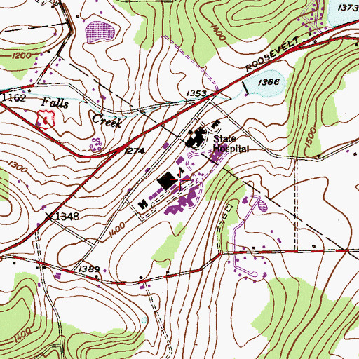 Topographic Map of Clarks Summit State Hospital, PA