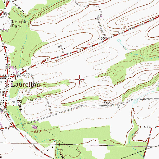 Topographic Map of Laurelton State Village Farms, PA