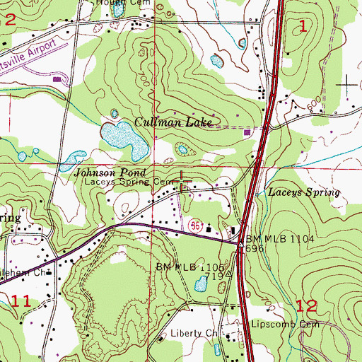 Topographic Map of Laceys Spring Cemetery, AL