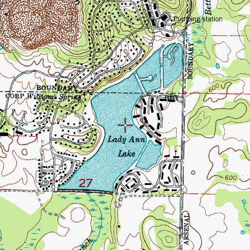 Topographic Map of Lady Ann Lake, AL