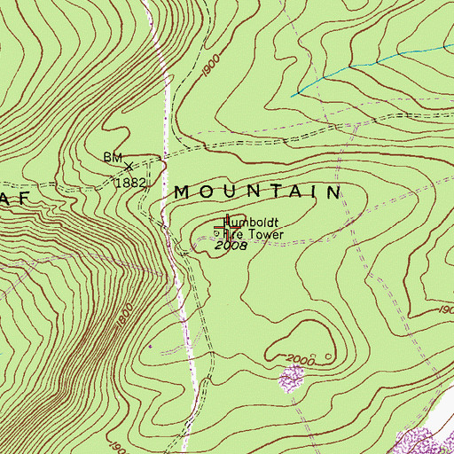 Topographic Map of Humboldt Fire Tower, PA