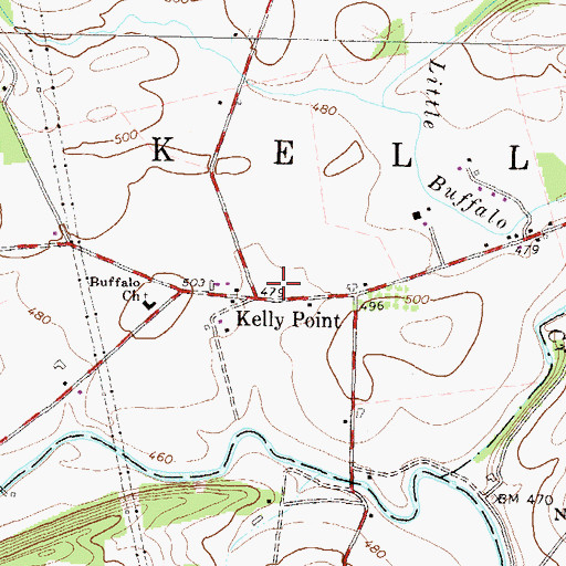 Topographic Map of Kelly Point, PA