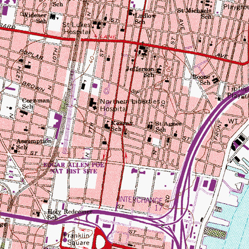 Topographic Map of Seaplane Dock of Philadelphia Airport, PA