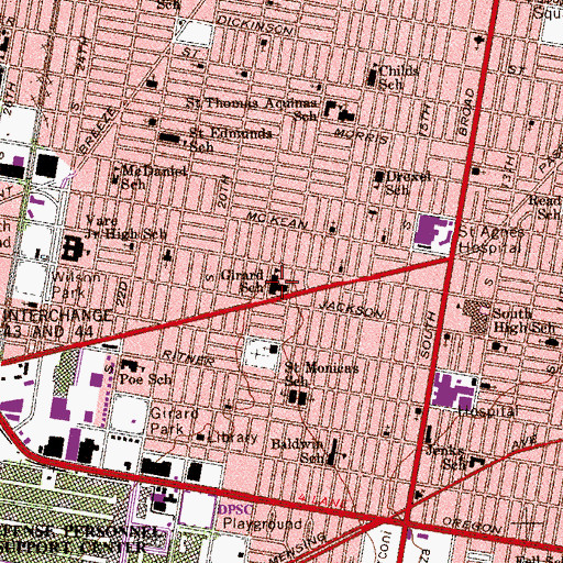 Topographic Map of Girard Elementary School, PA