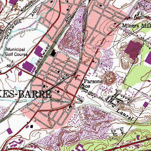 Topographic Map of Parsons, PA