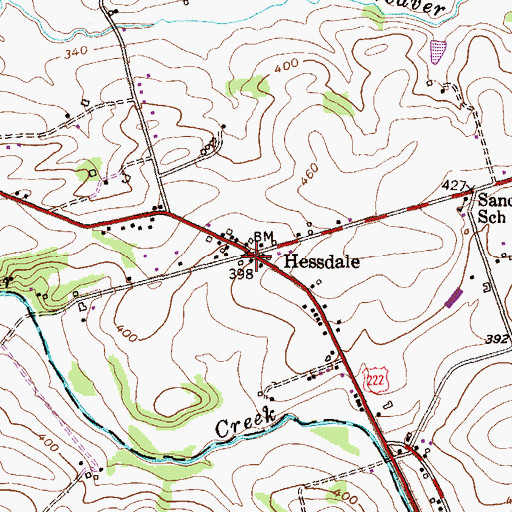 Topographic Map of Hessdale Post Office (historical), PA