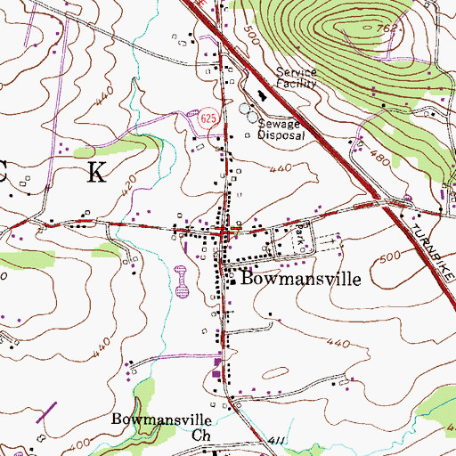 Topographic Map of Bowmansville Post Office (historical), PA