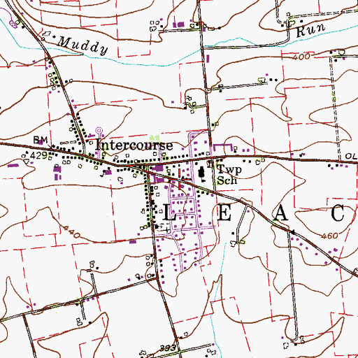 Topographic Map of Intercourse Post Office (historical), PA