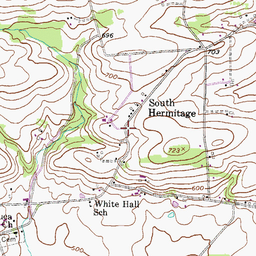 Topographic Map of South Hermitage Post Office (historical), PA