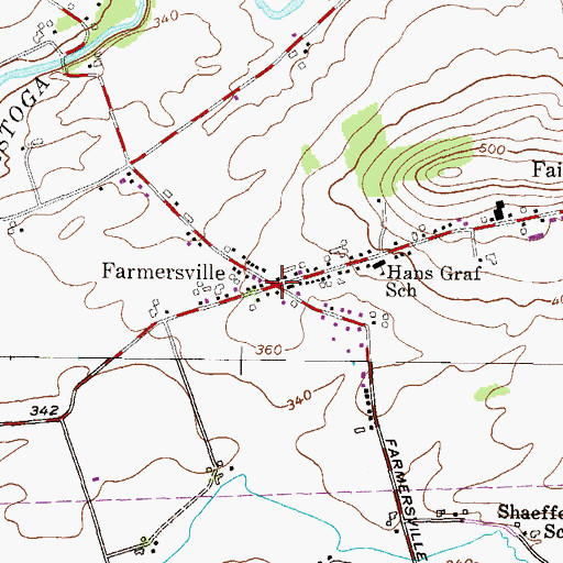 Topographic Map of Farmersville Post Office (historical), PA