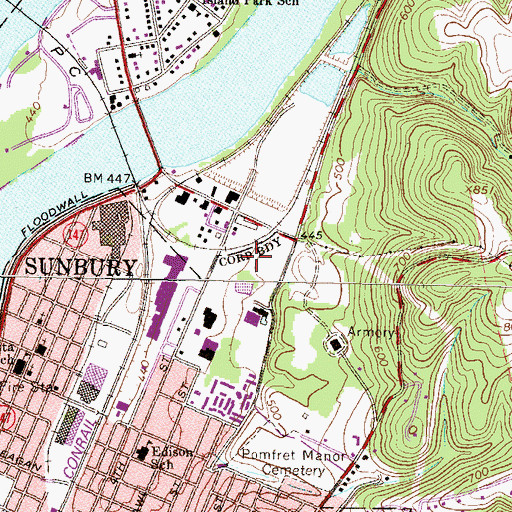 Topographic Map of Memorial Park, PA
