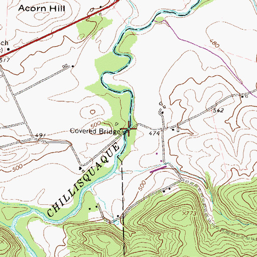 Topographic Map of Rishel Covered Bridge, PA
