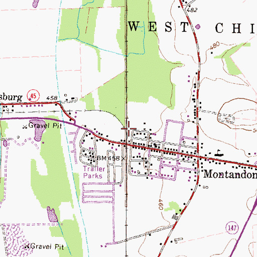 Topographic Map of West Chillisquaque Township Office, PA