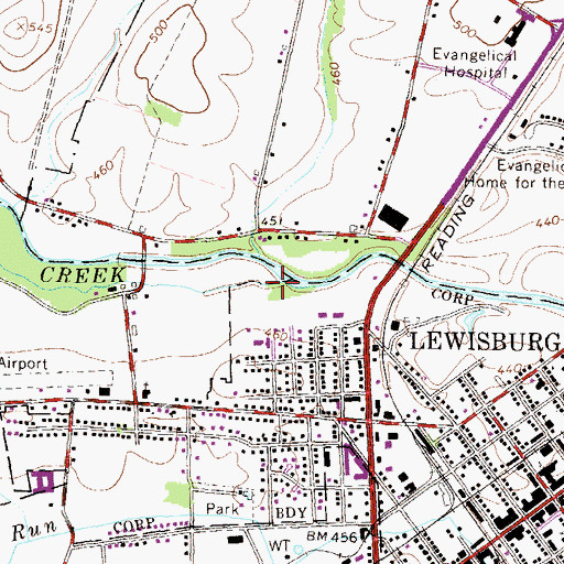 Topographic Map of Mill Race, PA