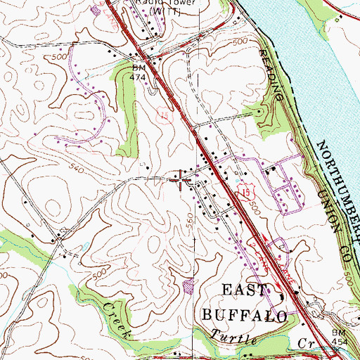 Topographic Map of Lewisburg Alliance Church, PA
