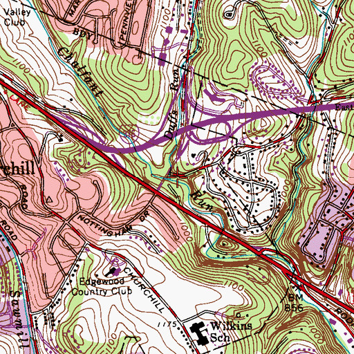 Topographic Map of Duffs Run, PA