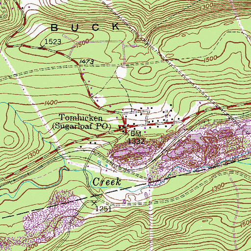 Topographic Map of Sugarloaf Post Office, PA