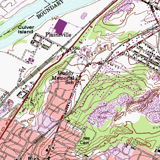 Topographic Map of Lieutenant Duddy Elementary School, PA