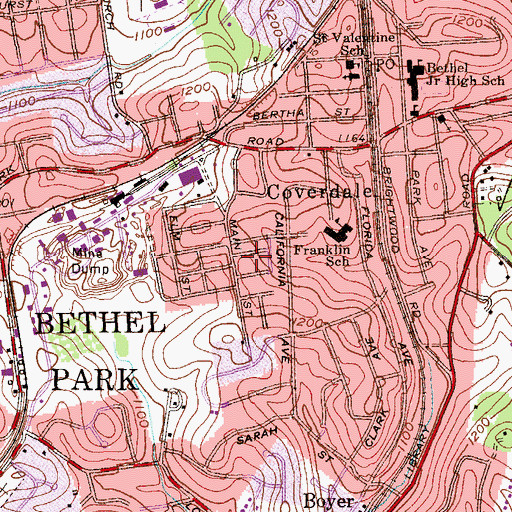 Topographic Map of Municipality of Bethel Park, PA