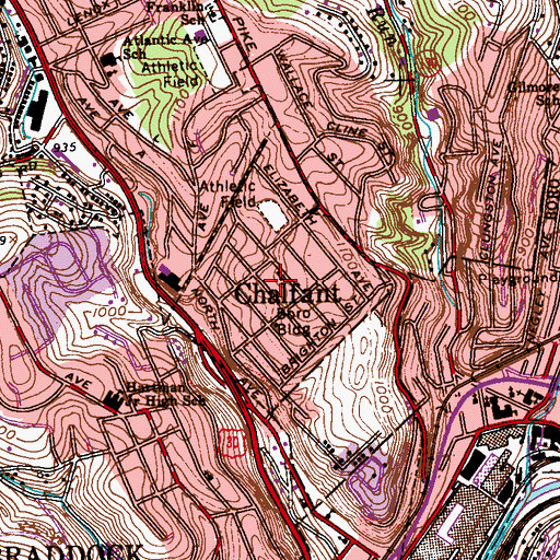 Topographic Map of Borough of Chalfant, PA