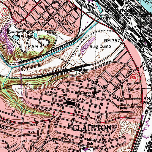 Topographic Map of City of Clairton, PA