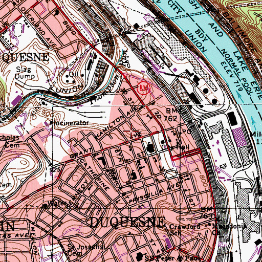 Topographic Map of City of Duquesne, PA
