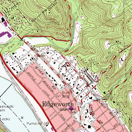 Topographic Map of Borough of Edgeworth, PA