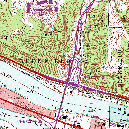 Topographic Map of Borough of Glenfield, PA