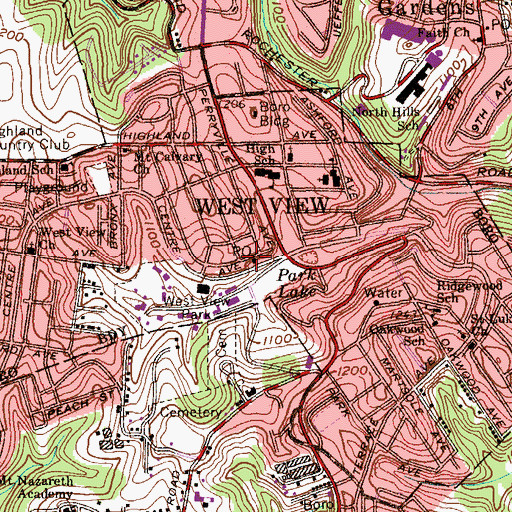 Topographic Map of Borough of West View, PA