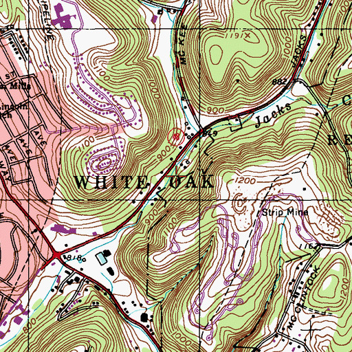 Topographic Map of Borough of White Oak, PA