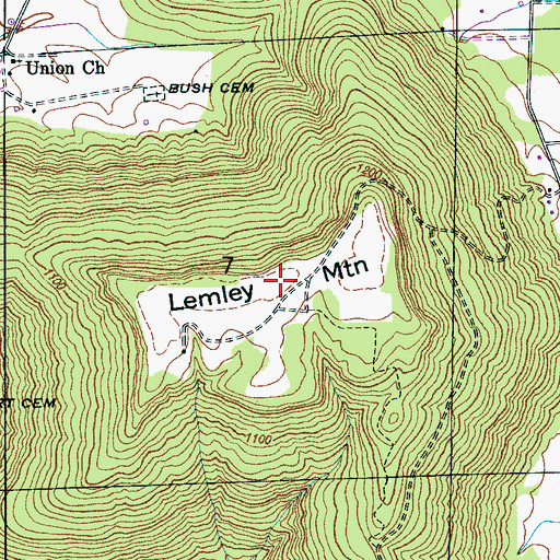 Topographic Map of Lemley Mountain, AL