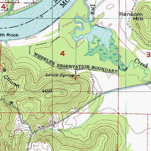 Topographic Map of Lenox Spring, AL