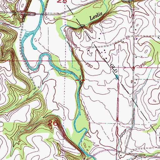 Topographic Map of Leslie Branch, AL