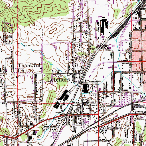 Topographic Map of Letchers, AL