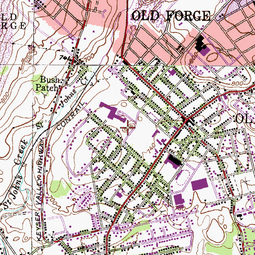 Topographic Map of Borough of Old Forge, PA