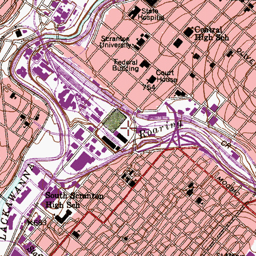 Topographic Map of City of Scranton, PA