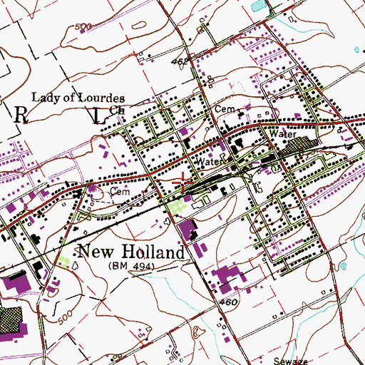 Topographic Map of Borough of New Holland, PA