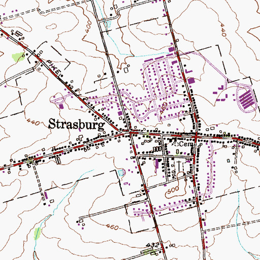 Topographic Map of Borough of Strasburg, PA