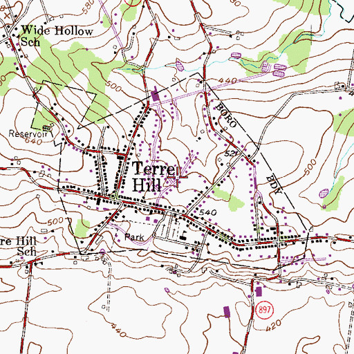 Topographic Map of Borough of Terre Hill, PA