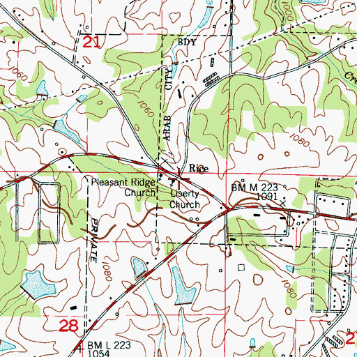 Topographic Map of Liberty Church, AL